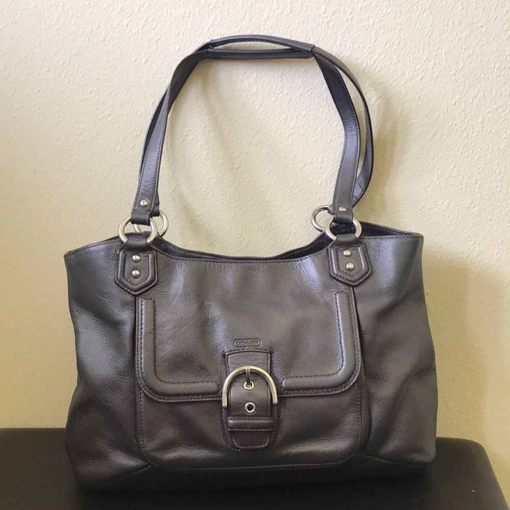 Dark Gray/Silver Coach Tote Bag